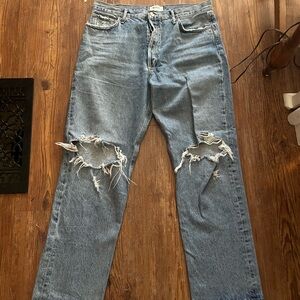 Agold 31 knees have holes clean high rise button fly